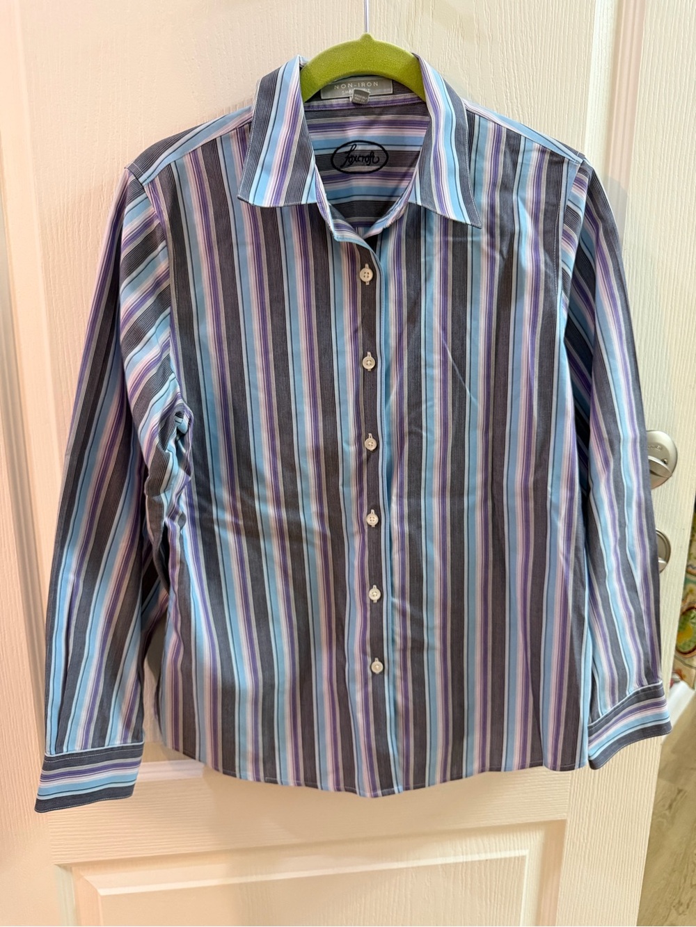 Foxcroft Blue & Purple Stripe Women's Dress Shirt